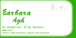 barbara agh business card